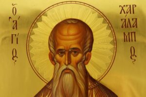 Hieromartyr Haralambos Bishop of Magnesia Icon Hand Painted Byzantine Orthodox