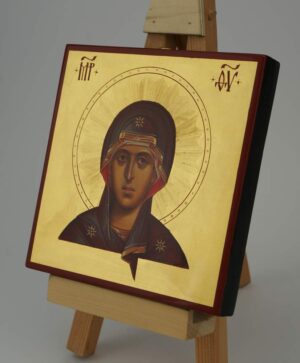 Virgin Mary Icon Decorated Halo Hand Painted Byzantine Orthodox