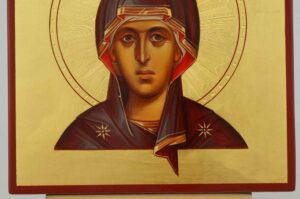 Virgin Mary Icon Decorated Halo Hand Painted Byzantine Orthodox