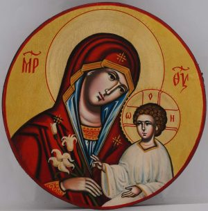 theotokos the guide round icon hand painted orthodox