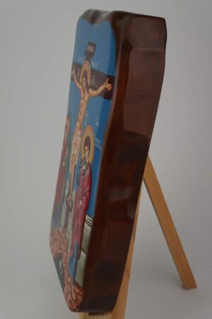 Crucifixion Icon Hand Painted Greek Orthodox Icon on Solid Wood