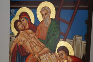 Descent from the Cross Icon Hand Painted Greek Orthodox Byzantine