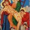Descent from the Cross Icon Hand Painted Greek Orthodox Byzantine