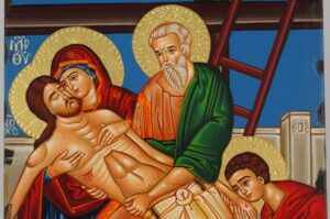 Descent from the Cross Icon Hand Painted Greek Orthodox Byzantine