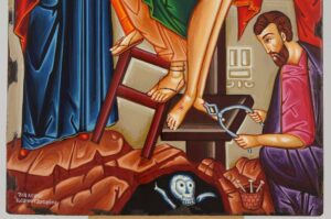 Descent from the Cross Icon Hand Painted Greek Orthodox Byzantine
