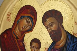 Holy Family Round Icon Hand Painted Greek Orthodox