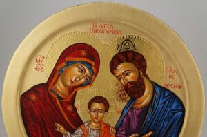 Holy Family Round Icon Hand Painted Greek Orthodox