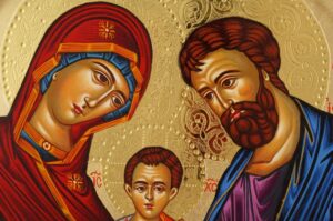 Holy Family Round Icon Hand Painted Greek Orthodox