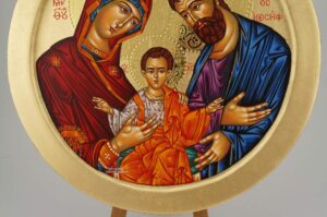 Holy Family Round Icon Hand Painted Greek Orthodox