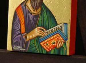 St Matthew the Evangelist Icon polished gold miniature Hand Painted Greek Orthodox