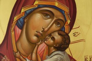 Theotokos Sweet Kissing Icon Hand Painted Byzantine Orthodox