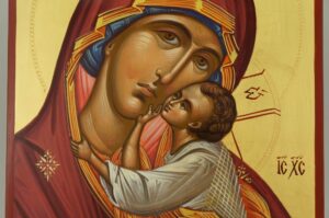 Theotokos Sweet Kissing Icon Hand Painted Byzantine Orthodox