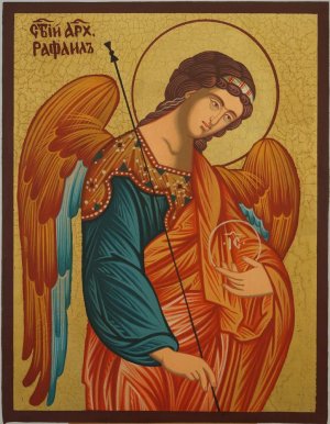 archangel raphael the healer icon hand painted orthodox