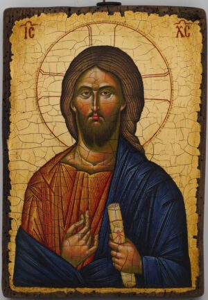 christ pantocrator icon (vatopedi monastery) hand painted byzantine