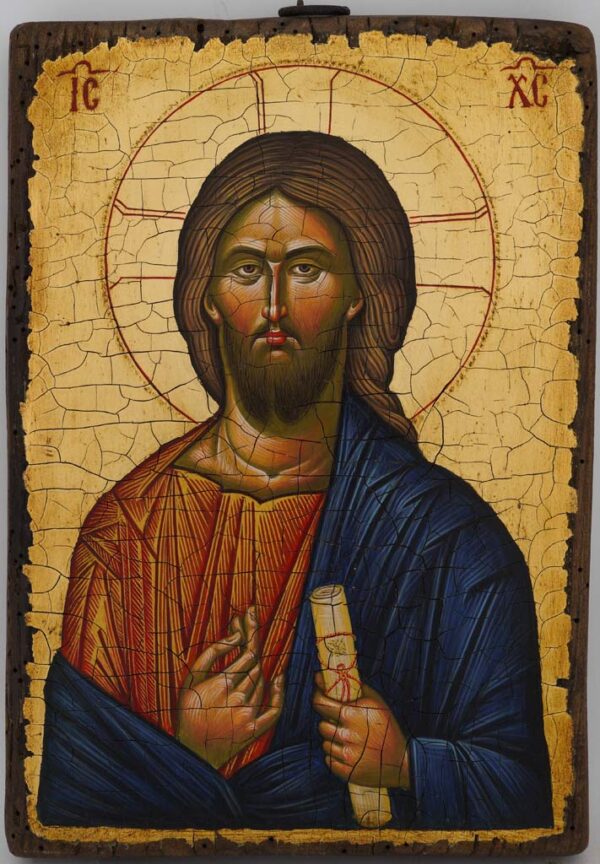 christ pantocrator icon (vatopedi monastery) hand painted byzantine