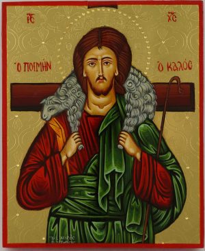christ the good shepherd icon hand painted greek orthodox