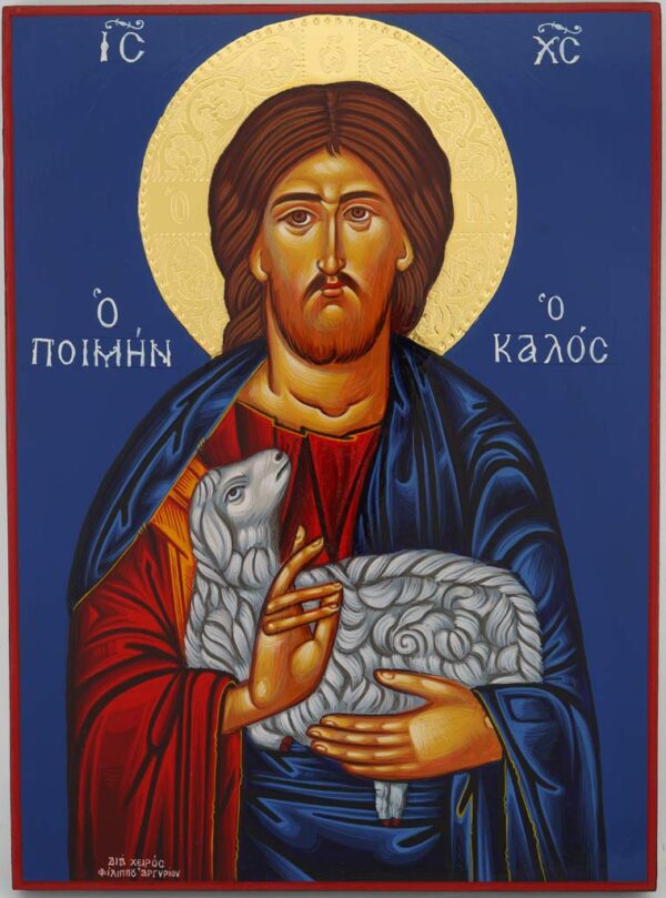 jesus christ the good shepherd icon hand painted orthodox