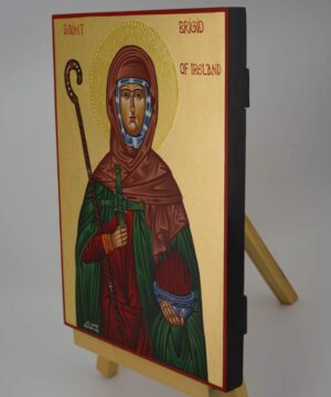 st brigid of ireland icon (polished gold halo) hand painted greek