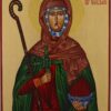 st brigid of ireland icon (polished gold halo) hand painted greek