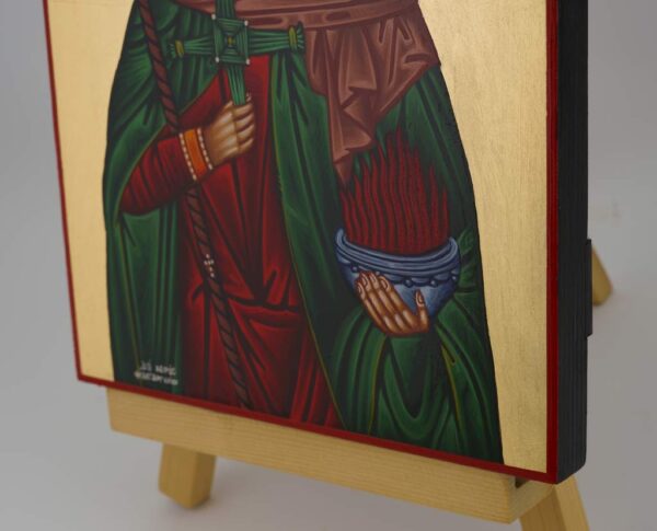 st brigid of ireland icon (polished gold halo) hand painted greek
