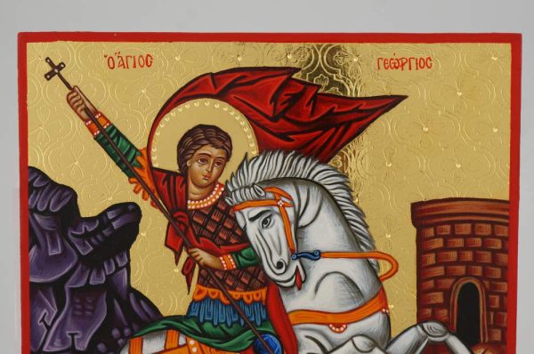 st george and the dragon icon hand painted greek orthodox