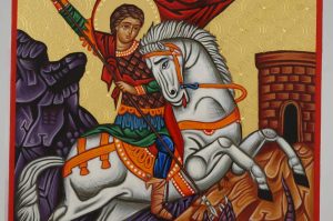 st george and the dragon icon hand painted greek orthodox