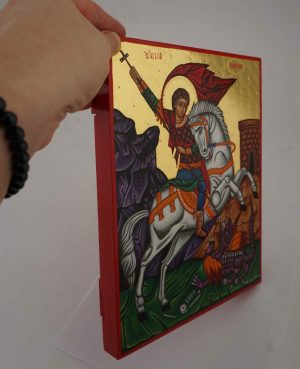 st george and the dragon icon hand painted greek orthodox