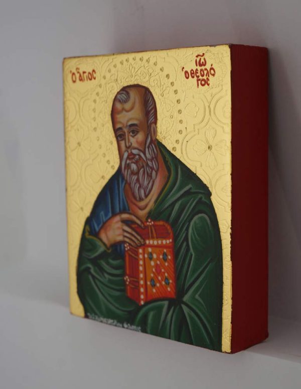 St John the Theologian Icon (polished gold miniature) - BlessedMart