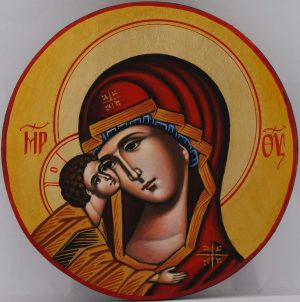 theotokos tenderness round icon hand painted orthodox