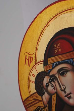 theotokos tenderness round icon hand painted orthodox