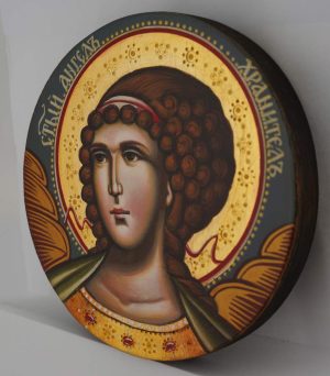 guardian angel round icon hand painted orthodox