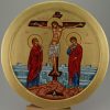 The Crucifixion Round Icon Hand Painted Greek Orthodox