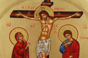 The Crucifixion Round Icon Hand Painted Greek Orthodox