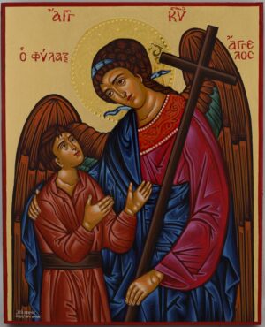 guardian angel icon hand painted greek orthodox