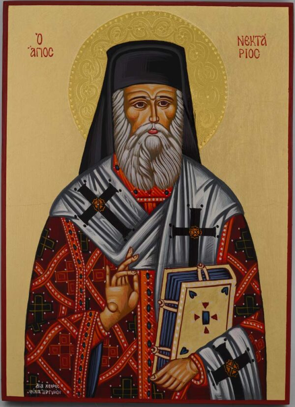 st nektarios of aegina icon hand painted greek orthodox