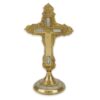 Brass Standing Cross with Mother of Pearl Inlay and Floral Detailing