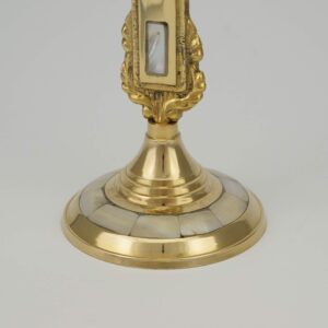 Brass Standing Cross with Mother of Pearl Inlay and Floral Detailing