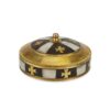 Brass Trinket Box with Lid and Mother of Pearl Inlay Cross Detailing