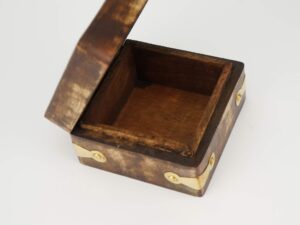 Hand Carved Wooden Trinket Box with Celtic Cross