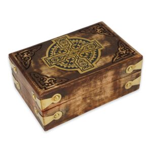 Handmade Wooden Jewellery Trinket Box with Celtic Decoration