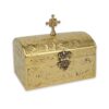 Ornate Brass Box with Hinged Lid Cross and Velvet Lining