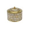 Round Brass Trinket Box with Mother of Pearl and Lid
