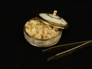 Small Round Brass Keepsake Box with Mother of Pearl Inlay