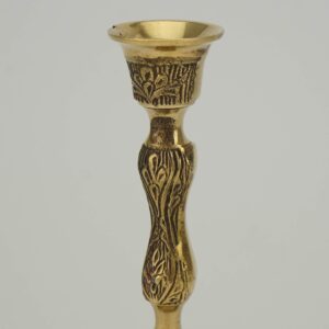 Ornate Brass Taper Candle Holder Gold