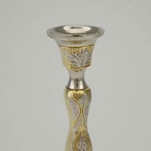 Ornate Brass Taper Candle Holder Gold Silver