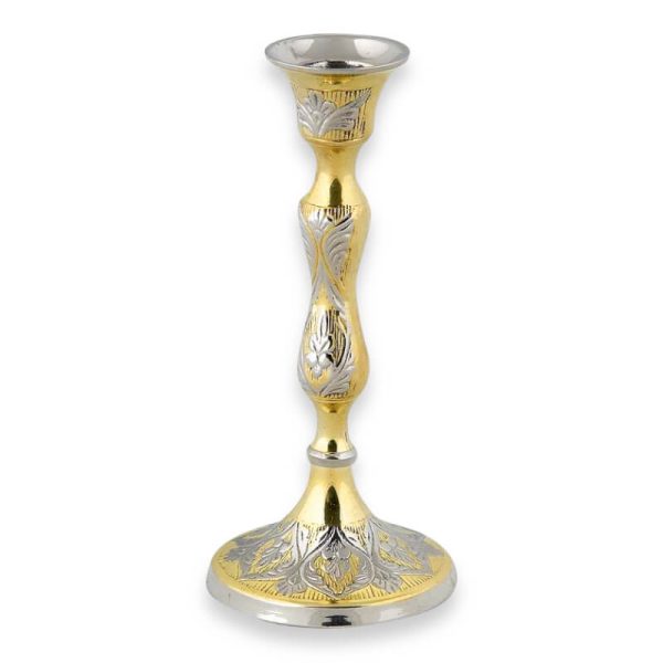 ornate brass taper candle holder gold silver