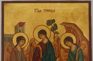 holy trinity icon hospitality of abraham hand painted orthodox