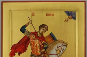 st george icon hand painted orthodox slaying the dragon
