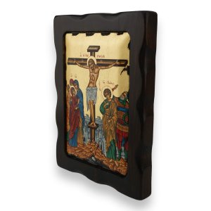 crucifixion icon handmade greek orthodox on wood