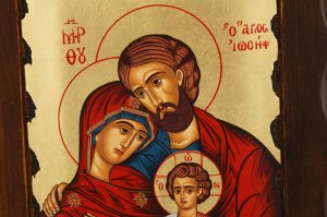 holy family icon handmade greek orthodox on wood
